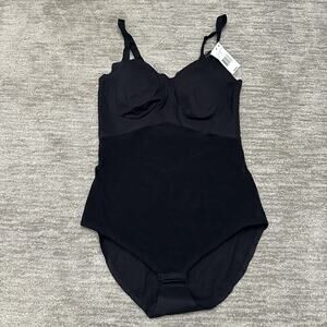 Honeylove Bodysuit Shapewear Womens 1X Black Vamp Underwire Tummy Control Firm